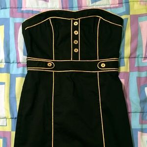 H&M Black Strapless Dress with Gold Trim